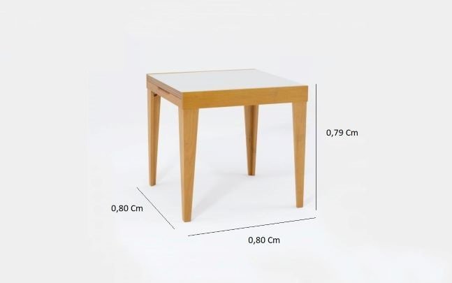 Mesa De Jantar Extensível 0.80 a 1.20 Com Vidro Pés Madeira Tock:MEL/OFF WHITE - 2