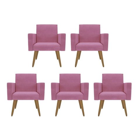 Kit 5 Poltronas: Elegância e Glamur Absolutos no Salão Rosa