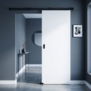 Ver imagem 1 de Porta Branca 110x210cm Sarrafeada + Kit de Correr Preto