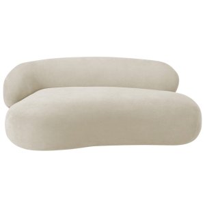 Recamier Sofá Curvo Lado Direito Canadá 150cm Luxo Sala de Estar Bouclé Bege - Incasa Decor