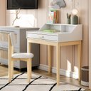 Ver imagem 1 de Escrivaninha Infantil para Quarto Mesinha de Estudo com Cadeira de Criança Madeira Maciça Branco MDF