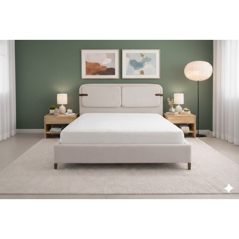 Cama Casal Estofada Cabeceira Premium Estrutura Reforçada 138 Bege Velusoft