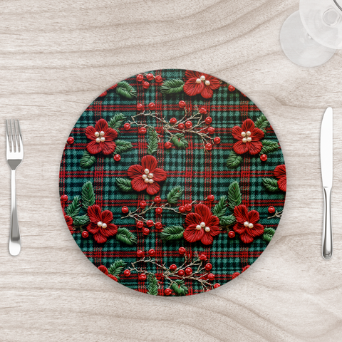 Capa para Sousplat 35cm Natal Flores 3d - com Base - Kit com 2