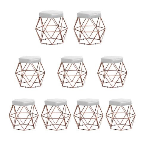 Kit 9 Puffs Decorativos Aramado Vanessa-Corino Branco