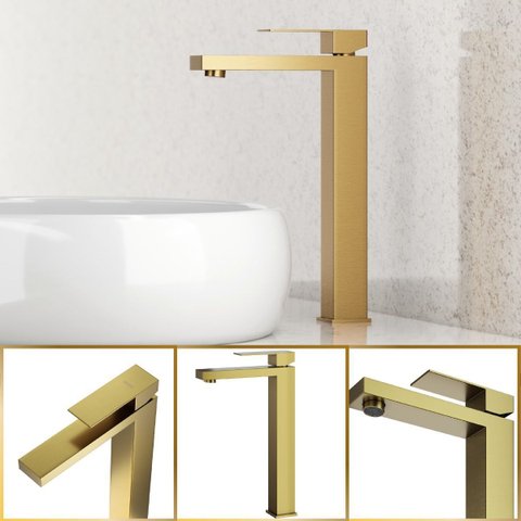 Torneira de Banheiro Lavabo Luxo Viena Monocomando Alta Ouro Escovado Goldenx