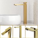 Ver imagem 1 de Torneira de Banheiro Lavabo Luxo Viena Monocomando Alta Ouro Escovado Goldenx