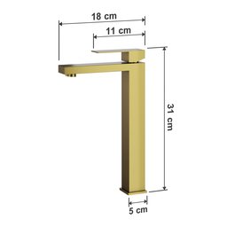 Torneira de Banheiro Lavabo Luxo Viena Monocomando Alta Ouro Escovado Goldenx - 6