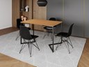 Ver imagem 1 de Mesa Industrial Base Ferro Preto em V Tampo 137x90 Canela 4 Cadeiras Eames Assento Preto Ferro Preto