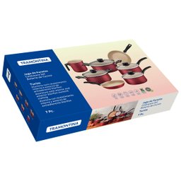 Jogo Panelas Turim 7 Peças Vermelha Antiaderente Tramontina - 3