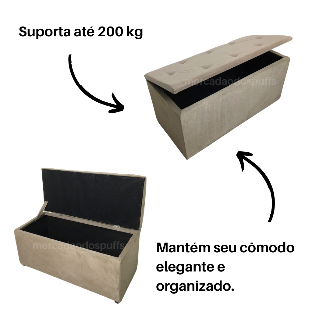 Bau Solteiro Suede Pé de Cama Solteiro Quarto Decoração - Bege - 3