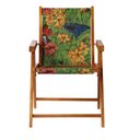 Ver imagem 2 de Cadeira Praia Dobrável em Madeira Envernizada Mel com Tecido Araras