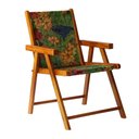 Ver imagem 1 de Cadeira Praia Dobrável em Madeira Envernizada Mel com Tecido Araras