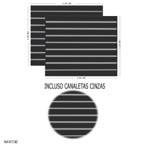 2 Paineis Canaletado Preto - 1,22 X 1,22 + Canaletas Cinza