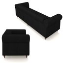 Ver mais imagens de Conjunto Sala de Estar 1 Sofá Living 260cm e 1 Poltrona Stanford Chesterfield Pés Madeira Couro Pret
