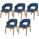 Ver imagem 1 de Kit 05 Cadeiras de Jantar e Estar Living Estofada Lince L02 Suede Azul Marinho - Lyam Decor