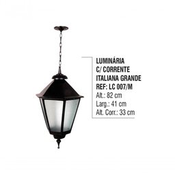 Luminária Colonial Italiana Grande com Corrente em Alumínio - 5