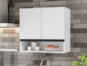 Ver imagem 2 de Armário Aéreo 2 Portas Islândia com Nicho MDF 60cm Cozinha e Lavanderia:Branco