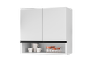 Ver imagem 1 de Armário Aéreo 2 Portas Islândia com Nicho MDF 60cm Cozinha e Lavanderia:Branco