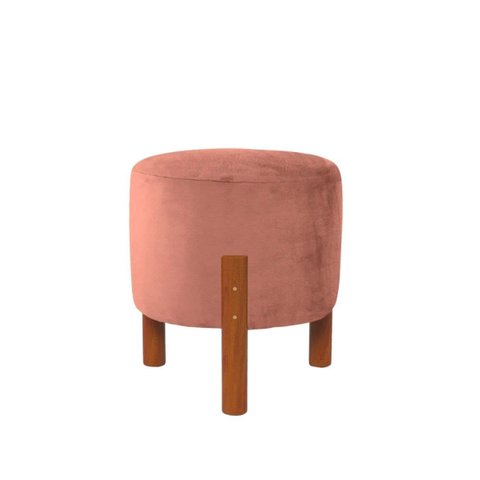 Puff Suede Rose 3 Pés Madeira Maciça Resistente Macio Forte Suporta até 120kg Tecido Veludo Inca Dec