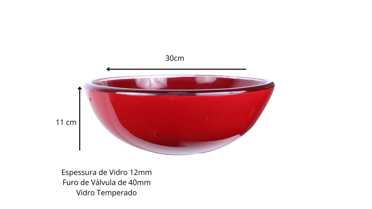 Cuba de vidro 30cm Vermelho - 2