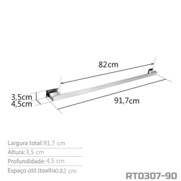 Toalheiro 90 Cm Inox Corten - Kromus Rt0307-90c - 4