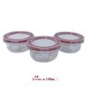 Conjunto 3 Potes Vidro Marmita 150 Ml Tampa Hermética Formato Redondo - 10