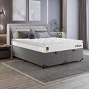 Ver imagem 1 de Cama Box Baú Casal Bipartido Cinza + Colchão Life D33 Pillow Top 61x138x188cm Branco
