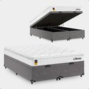 Ver mais imagens de Cama Box Baú Casal Bipartido Cinza + Colchão Life D33 Pillow Top 61x138x188cm Branco