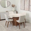 Ver imagem 1 de Conjunto de Jantar Mesa Redonda com Vidro 4 Cadeiras Kalina - Canella C/ Off White