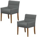 Ver imagem 1 de Kit 2 Cadeiras para Mesa de Jantar Angel Base Madeira Corano Cinza - Nexta Casa