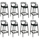 Ver imagem 1 de Kit 8 Banquetas Allegra com Encosto Design Cozinha/Bancada - Preto