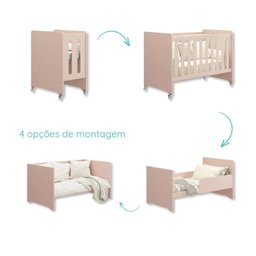 Quarto de Bebê Berço Evolution + Cômoda 6 Gvts + 02 Colchões:rosa - 2
