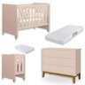 Quarto de Bebê Berço Evolution + Cômoda 6 Gvts + 02 Colchões:rosa - 1