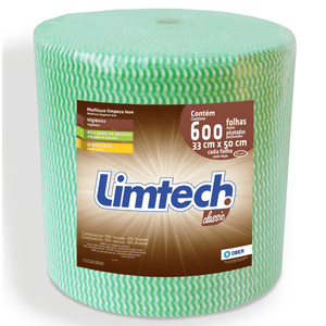 Pano Multiuso Limtech Wave - 33cm X 300m - 600 Folhas - 45g/m² - Verde