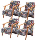 Ver imagem 1 de Kit 4 Poltronas Venus 1 Lugar Braço Madeira Maciça Tecido Suede Unidecor Retro Bar 107