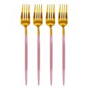 Ver imagem 1 de Garfos Inox Dourado e Rosa Lady 4 Peças - Casambiente