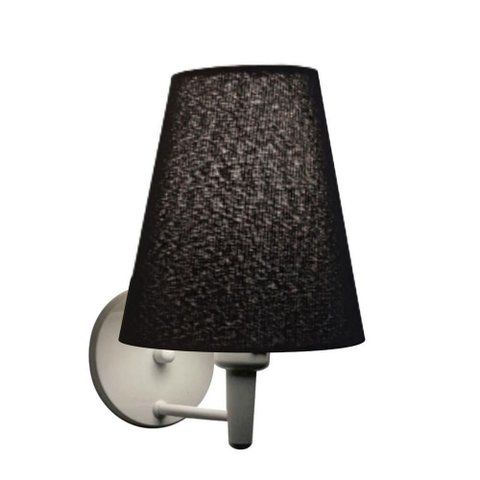 Arandela Cone Md-2007 Base Branco Cúpula em Tecido 20-08x18cm Preto - Bivolt