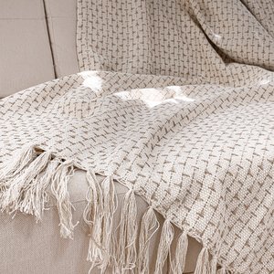Manta Artesanal Decorativa Sala Sofá Poltrona Grande 1.40 X 2.10 Natural Enfeite Decoração Quarto Ca