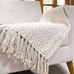 Manta Artesanal Decorativa Sala Sofá Poltrona Grande 1.40 X 2.10 Natural Enfeite Decoração Quarto Ca - 2