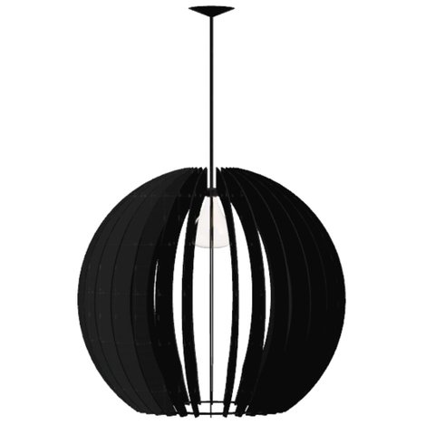 Luminária Teto tipo Pendente CUPULA MDF Completa --:Preta