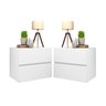 Kit 2 Mesas de Cabeceira Suspenso Branco 2 Gavetas MDF Para Quarto Cama Casal  Design Minimalista - 1