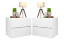 Ver imagem 1 de Kit 2 Mesas de Cabeceira Suspenso Branco 2 Gavetas MDF Para Quarto Cama Casal Design Minimalista