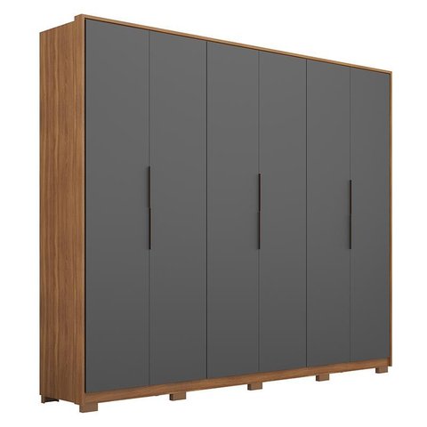 Guarda Roupa Casal Atrice 6 Portas Amêndola Touch/grafito com Pés - Demartêz