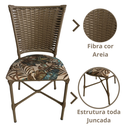 Ver imagem 4 de 4 Cadeira Vivara Mesa Jantar Estofada Cozinha Fibra Sintética Areia