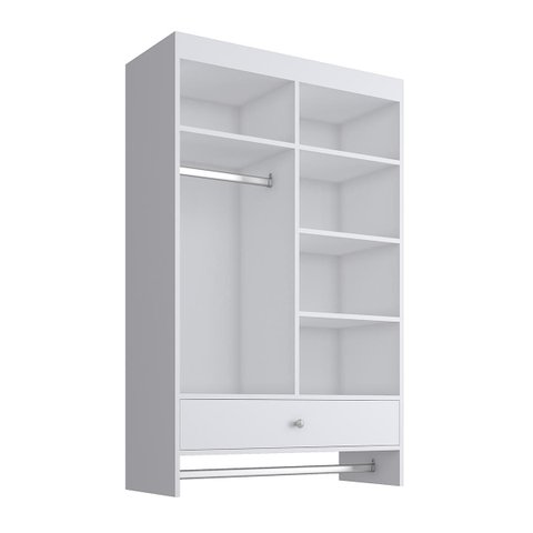 Armário Multiuso Suspenso 84,5cm com Cabideiro e Gaveta Branco KD1695