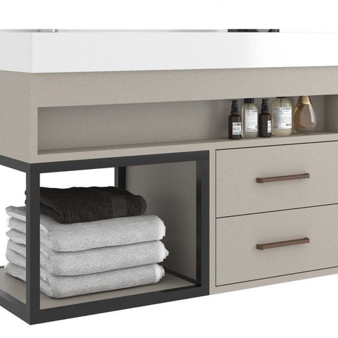 Gabinete para Banheiro 80cm x 56cm New 80 Bege/Nude