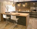 Ver imagem 4 de Kit 3 Pendente Preto Bancada Cozinha Cabeceira de Cama + Led Arevo Iluminação Jabuticaba VIDRO ÂMBAR