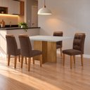 Ver imagem 1 de Conjunto Sala de Jantar Mesa Moscou Tp Canto Copo com 4 Cadeiras Valentina