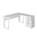 Ver imagem 6 de Mesa para Escritório em L com Gaveteiro Moderno 3 Gavetas MDP 150cm Branco F5 Office