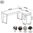 Ver imagem 4 de Mesa para Escritório em L com Gaveteiro Moderno 3 Gavetas MDP 150cm Branco F5 Office